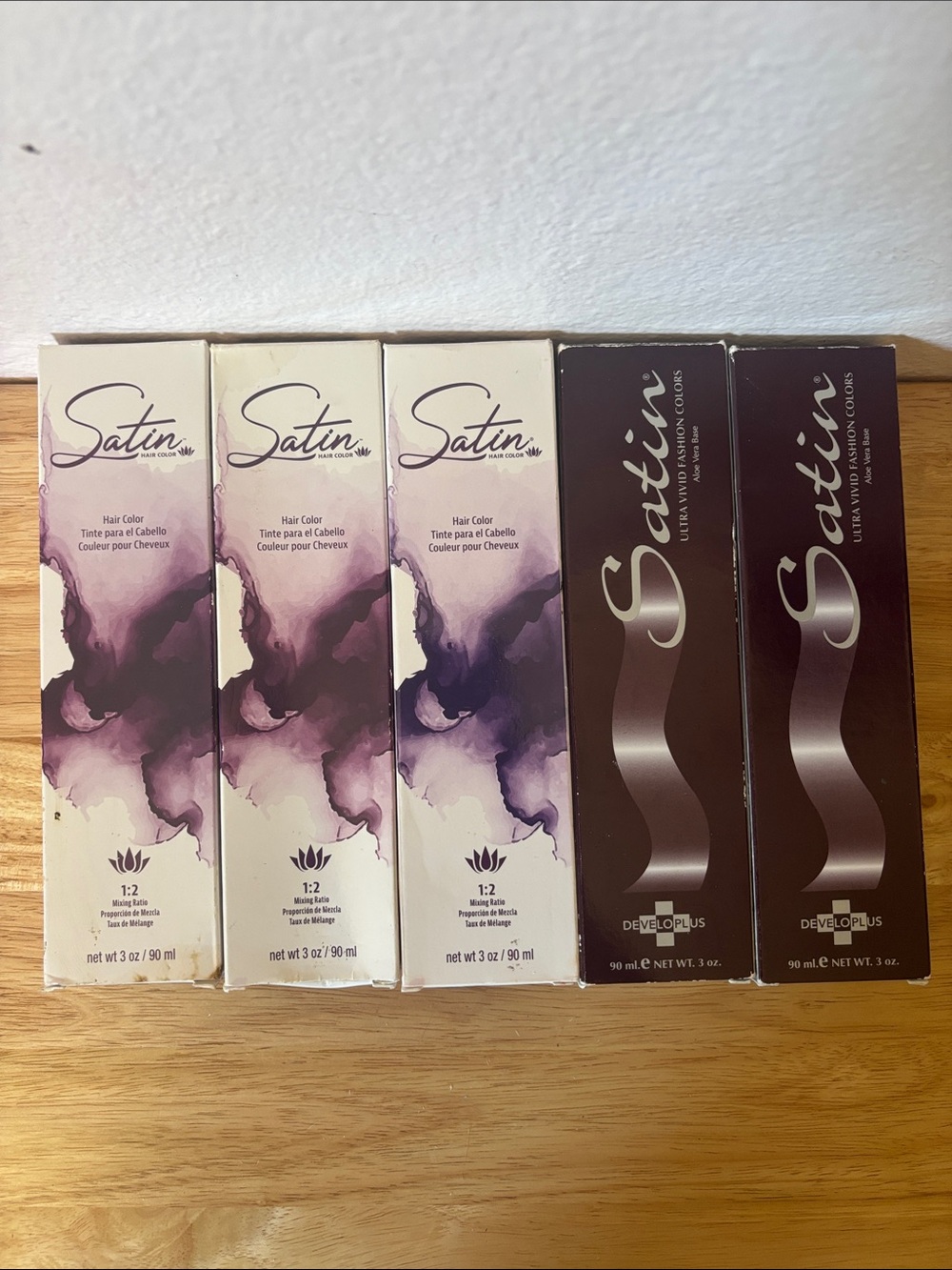 Title: Lot of 5 Satin Permanent Cream Hair Color - 5 Assorted Shades